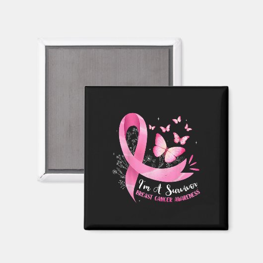 Eine überlebende Brustkrebsbewusstsein, rosafarben Magnet (Vorderseite/Rückseite)