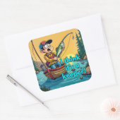 Eine Überraschung für den jungen Angler Quadratischer Aufkleber (Umschlag)