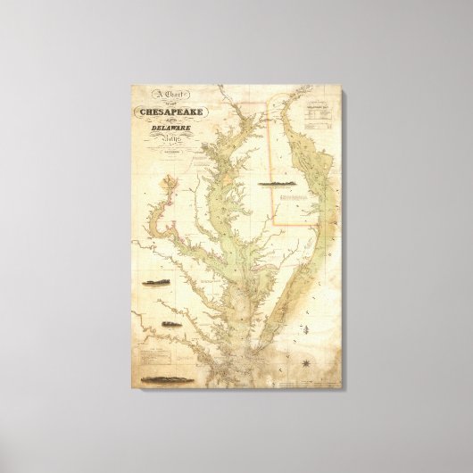 Eine Übersicht über die Buchten Chesapeake und Del Leinwanddruck (Vorderseite)