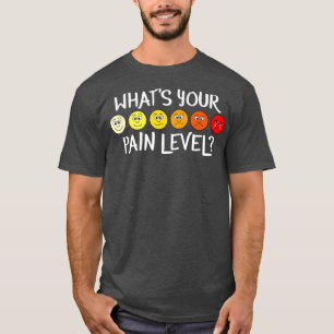 Eine Übersicht über die Schmerzskala bei sonnige T-Shirt