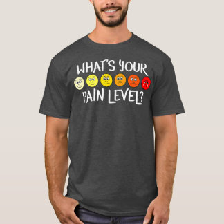 Eine Übersicht über die Schmerzskala bei sonniger  T-Shirt
