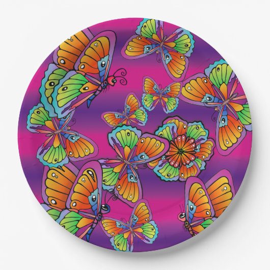 Eine Uhr der Schmetterlinge Pappteller (Vorderseite)