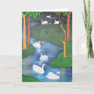 Eine Uhr des Schwimmens mit sieben Swans Feiertagskarte