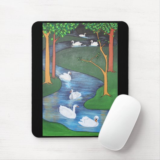 Eine Uhr des Schwimmens mit sieben Swans Mousepad (Mit Mouse)