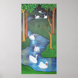 Eine Uhr des Schwimmens mit sieben Swans Poster