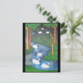 Eine Uhr des Schwimmens mit sieben Swans Postkarte (Stehend Vorderseite)
