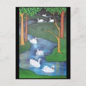 Eine Uhr des Schwimmens mit sieben Swans Postkarte (Vorderseite)