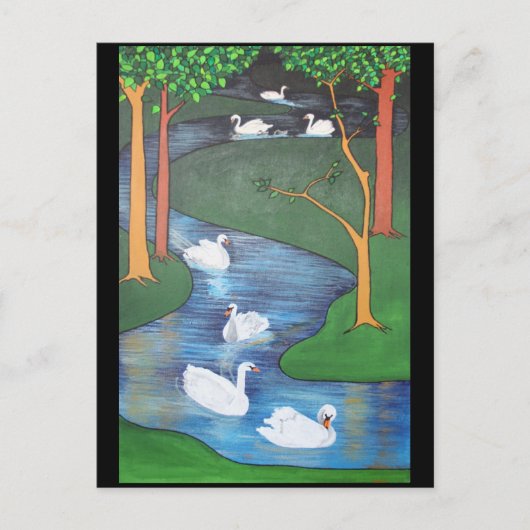 Eine Uhr des Schwimmens mit sieben Swans Postkarte (Vorderseite)