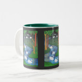 Eine Uhr des Schwimmens mit sieben Swans Zweifarbige Tasse (Vorderseite Links)