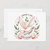 Eine Umarmung aus der Ferne senden" Flying Dove Postkarte (Vorne/Hinten)