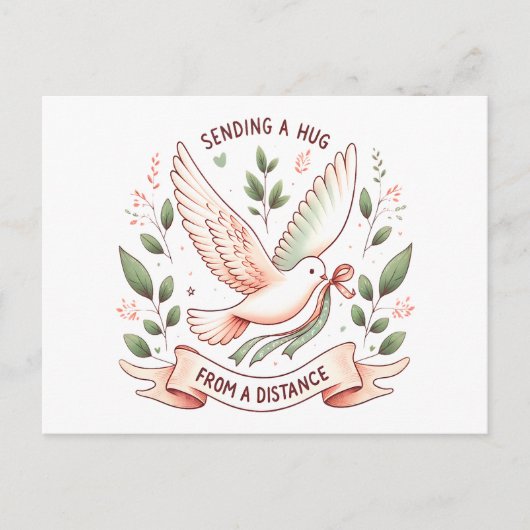 Eine Umarmung aus der Ferne senden" Flying Dove Postkarte (Vorderseite)