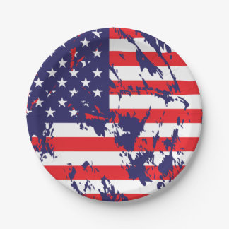 Eine US-Flagge in einem gestörten Muster Pappteller