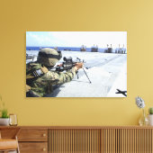 Eine US-Marine, die seine Waffe justiert Leinwanddruck (Insitu (Wohnzimmer))