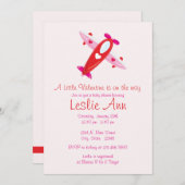 Eine Valentine Airplane-Babydusche Einladung (Vorne/Hinten)