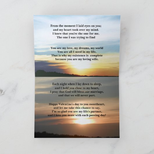 EINE VALENTINE-BOTSCHAFT ZU MEINER EHEFRAU KARTE (Innenseite)