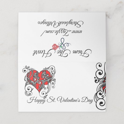 Eine valentinische Platzkarte (Außenseite Aufgefaltet)