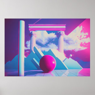 Eine Vaporwave-Erkundung von Nostalgie und Futuris Poster