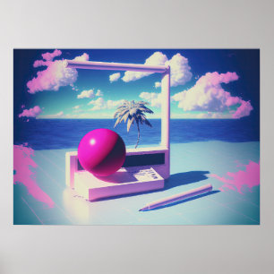 Eine Vaporwave-Flucht in synthetische Welten Poster
