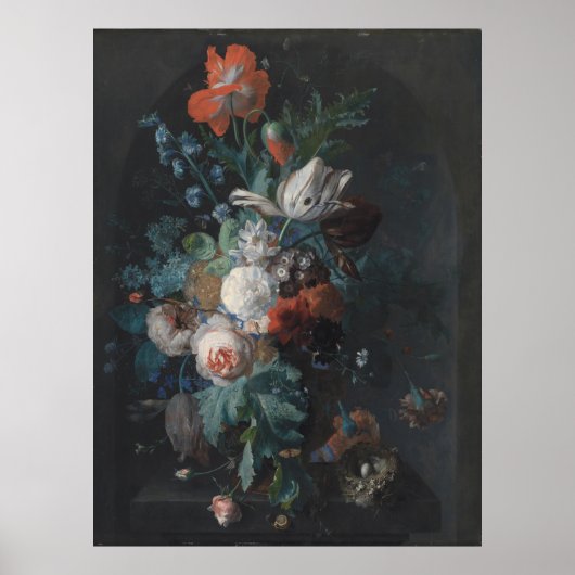 Eine Vase mit Blume von Jan van Huysum Poster (Vorne)