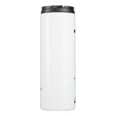 Eine verärgerte Kuh mit fliegenden Papieren Thermosbecher (Rückseite)