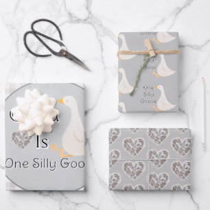 Eine verrückte Gans graues Geburtstagsfeier eines  Geschenkpapier Set