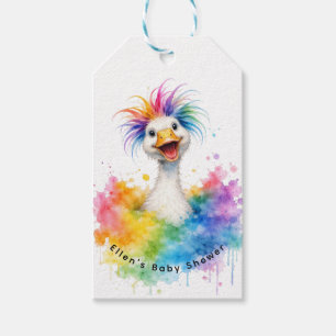 Eine verrückte Gans Regenbogen-Baby-Party Dankesch Geschenkanhänger