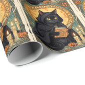 Eine vertraute schwarze Katze und Giftpilze Hallow Geschenkpapier (Rolleneckpunkt)