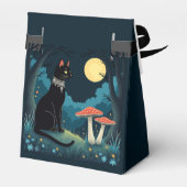 Eine vertraute schwarze Katze und Giftpilze Hallow Geschenkschachtel (Rückseite)