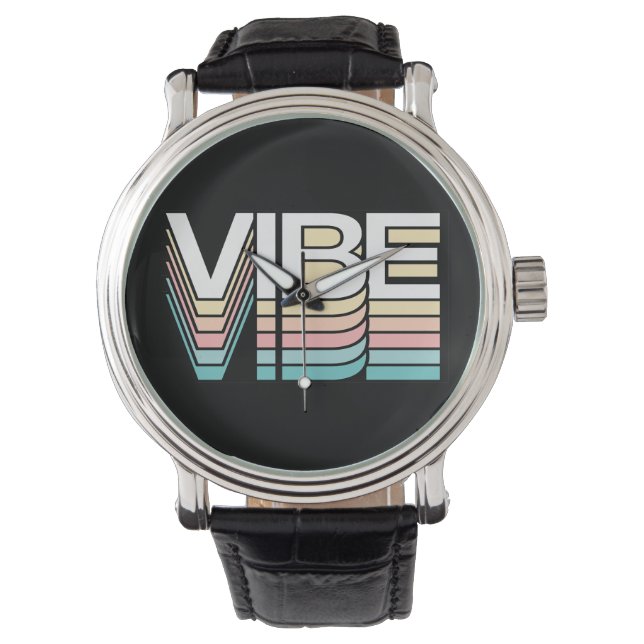 Eine Vibe Shift Retro Mood Typografie Armbanduhr (Vorderseite)