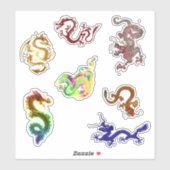 Eine Vielfalt von sieben Drachen Aufkleber (Blatt)