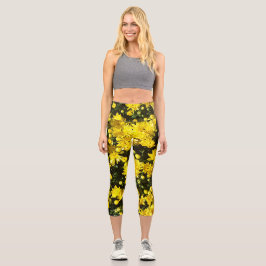 Eine Vielzahl gelber Mums Capri Leggings