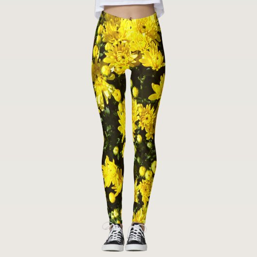 Eine Vielzahl gelber Mums Leggings (Vorderseite)
