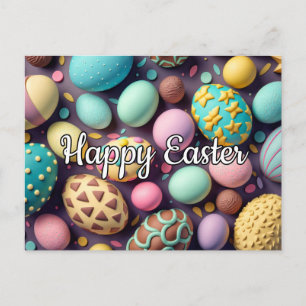 Eine Vielzahl von leckeren Schokoladen-Osterhasen Postkarte