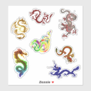 Eine Vielzahl von sieben Drachen Aufkleber