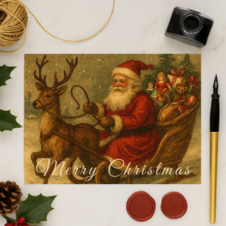 Eine viktorianische Weihnachtsschlittenfahrt mit S Postkarte
