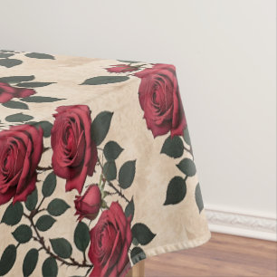 Eine Vintage Crimson Roses  Tischdecke