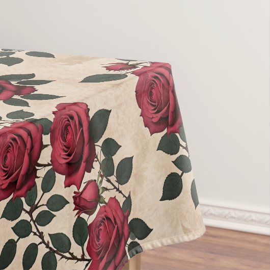 Eine Vintage Crimson Roses Tischdecke (Beispiel)