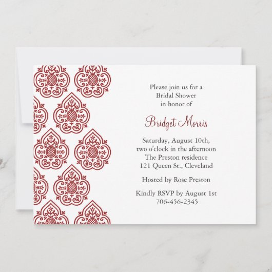 Eine Vintage Damask Brautdusche Einladung (Vorderseite)