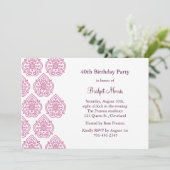 Eine Vintage Damask zum Geburtstag Einladung (Stehend Vorderseite)