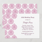 Eine Vintage Damask zum Geburtstag Einladung (Vorne/Hinten)