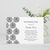 Eine Vintage Damask zum Geburtstag Einladung (Stehend Vorderseite)