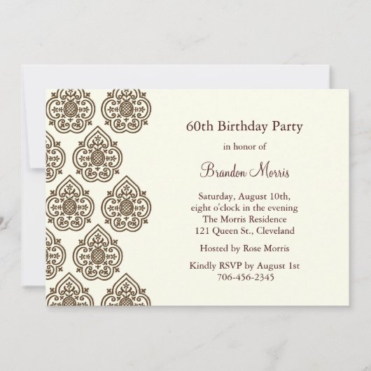 Eine Vintage Damaske zum Geburtstag Einladung (Vorderseite)