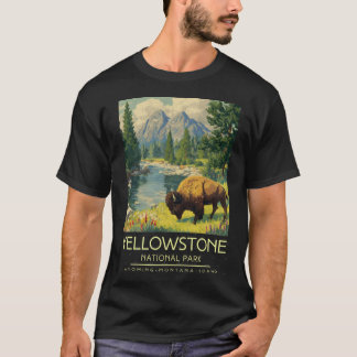 Eine Vintage Illustration des Yellowstone-National T-Shirt