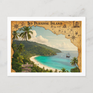 Eine Vintage Postkarte einer versteckten Paradiesi