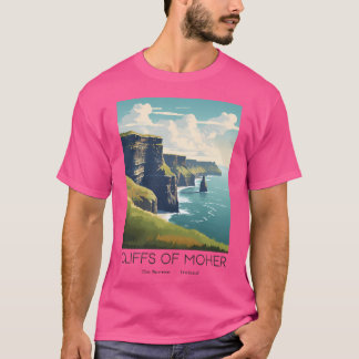 Eine Vintage-Reise Illustration der Klippen von Mo T-Shirt