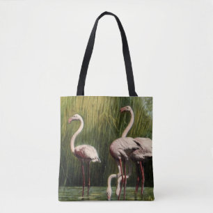 Eine Vintage-Rosa-Flamingo-Schultertasche Tasche