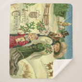 Eine Vintage Weihnachtskunst Sherpadecke (Vorderseite)