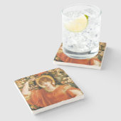 Eine Vision von Fiametta (Rothaarfrau) (Rosetti) Steinuntersetzer (Seitenansicht)