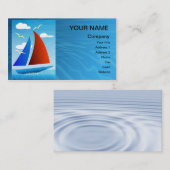 Eine Visitenkarte mit einer farbenfrohen Yacht (Vorne/Hinten)