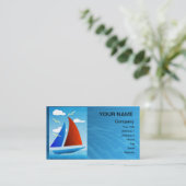 Eine Visitenkarte mit einer farbenfrohen Yacht (Stehend Vorderseite)